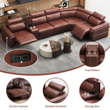 Load image into Gallery viewer, 6 Piece Modular Sectional Sofa With 2 Cup Holders, Adjustable Recliners - Dark Brown