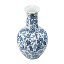 Load image into Gallery viewer, Floral Curved Porcelain Table Vase - Blue / White