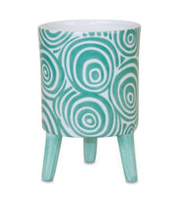 Load image into Gallery viewer, Chevron Round Pot Planters (Set of 2) - Aqua / Teal / White