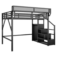 Load image into Gallery viewer, Loft Bed With Storage Shelves, Wardrobe