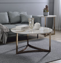 Load image into Gallery viewer, Aziz - Sintered Stone Top Round Coffee Table - White