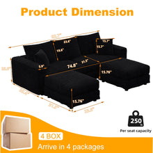 Load image into Gallery viewer, Deep Seat Convertible Sofa With Soft Pillows And Ottomans