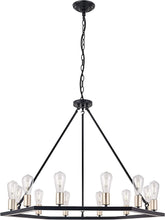 Load image into Gallery viewer, 29'' Candle Style Twelve Light Metal Dimmable Chandelier - Black / Gold