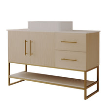 Load image into Gallery viewer, Bathroom Vanity With Vessel Sink Accent Free Standing Cabinet - Ameican White Oak / Gold / White