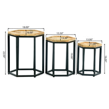 Load image into Gallery viewer, Modern Industrial End Table (Set of 3) - Black / Natural