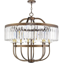Load image into Gallery viewer, 30" Eight Light Metal Dimmable Chandelier With Shades - Bronze / Clear