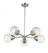 Load image into Gallery viewer, Five Light Metal Dimmable Chandelier With Clear Shades - Silver