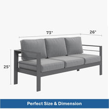 Load image into Gallery viewer, All-Weather Patio Sofa With Cushions, 3 Seat Outdoor Couch