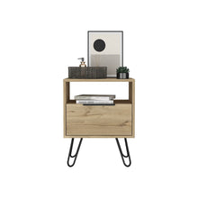 Load image into Gallery viewer, Faux Wood Nightstand With Storage - Light Brown