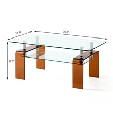Load image into Gallery viewer, Modern Tempered Glass Coffee Table With 2 Tier Storage For Living Room