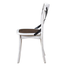 Load image into Gallery viewer, 2 Pieces Set Dining Side Chair Rustic Modern Farmhouse Design Retro Design With Metal X Design - Antique Dark Oak / Antique White