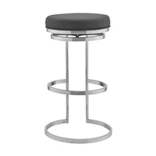 Load image into Gallery viewer, Faux Leather Swivel Backless Bar Height Bar Chair - Gray / Silver