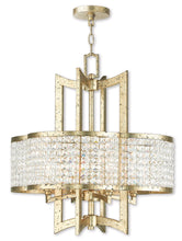 Load image into Gallery viewer, 24" Four Light Metal Dimmable Chandelier With Shades - Gold / Clear