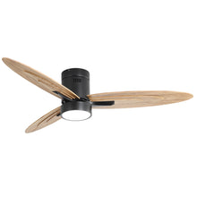 Load image into Gallery viewer, Flush Mount Ceiling Fan With Light And Remote Control, 3 Blades, Reversible DC Motor - Black