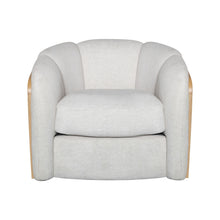Load image into Gallery viewer, 34" Fabric Wood And Rat Swivel Arm Chair - Off White / Natural