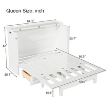 Load image into Gallery viewer, Solid Pine Murphy Bed Chest Cube Cabinet Bed With Charging Station And Large Storage Drawer For Home Office Or Small Room