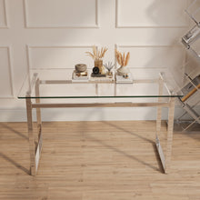 Load image into Gallery viewer, Modern Minimalist Rectangular Dining Table With Tempered Glass Top