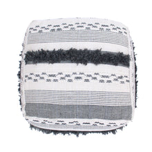 Load image into Gallery viewer, Karim - Faux Yarn Large Pouf, Durable - Ivory / Gray