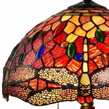 Load image into Gallery viewer, 22" Metal Two Light Candlestick Table Lamp With Red And Black Shade - Dark Brown