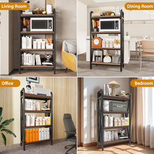 Load image into Gallery viewer, Bakers Rack Storage Shelves 4 Level Mental And Wooden Kitchen Shelves, Kitchen Organizers And Storage, For Garage, Pantry, Bathroom, Closet - Black / Black Brown