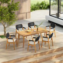 Load image into Gallery viewer, Outdoor 7 Piece Dining Set With Rope Woven Armchairs