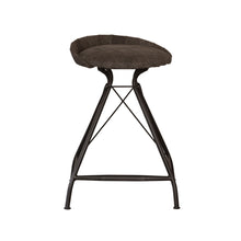 Load image into Gallery viewer, Leather Swivel Low Back Counter Height Bar Chair With Footrest 26" - Brown and Black