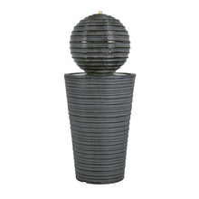 Load image into Gallery viewer, 31.5" Tall Striped Column Fountain With LED Light Design For Outdoor Spaces - Gray