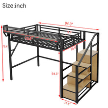 Load image into Gallery viewer, Loft Bed With Stairs, Storage Shelves, Wardrobe