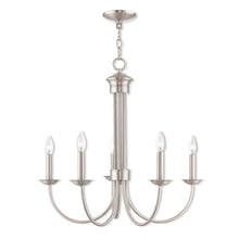 Load image into Gallery viewer, 24" Five-Light Dimmable Chandelier With Shades - Nickel