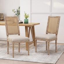 Load image into Gallery viewer, French Country Dining Chair With Rectangular Cane Backrest And Smooth Upholstered Seating
