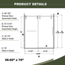Load image into Gallery viewer, Frameless Shower Door, Sliding Shower Door, Premium 5 / 16" (8 Mm) Thick Tempered Glass Shower Enclosure With Towel Bar, Double Side Easy Clean Coat, Finished With Buffer