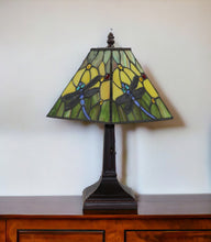 Load image into Gallery viewer, 15" Metal Candlestick Table Lamp With Green Empire Shade - Dark Brown