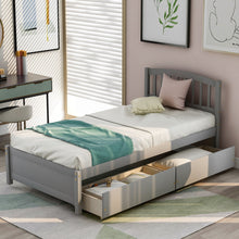 Load image into Gallery viewer, Platform Storage Bed Wood Bed Frame With Two Drawers And Headboard
