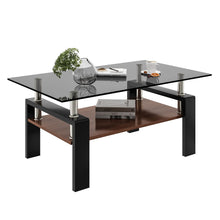 Load image into Gallery viewer, Modern Rectangular Coffee Table With Tempered Transparent Glass Top And Storage Shelf