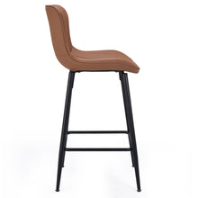Load image into Gallery viewer, Faux Leather Metal Low Back Counter Height Bar Chairs (Set of 2) - Brown / Black