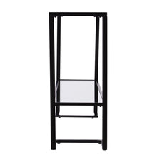 Load image into Gallery viewer, Glass Mirrored Sled Console Table With Shelves - Clear / Black
