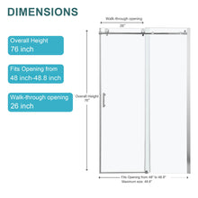 Load image into Gallery viewer, Single Sliding Bypass Shower Door Enclosure With Tempered Glass
