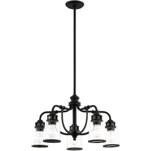 Load image into Gallery viewer, 21" Five Light Dimmable Chandelier With Shades - Black