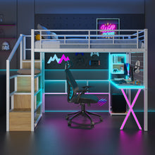Load image into Gallery viewer, Loft Bed With Built In Work Station, Wardrobe, Storage Staircase And LED