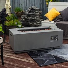 Load image into Gallery viewer, Propane Gas Fire Pit Table, 50000 Btu Rectangular With Glass Wind Guard For Outside - Gray