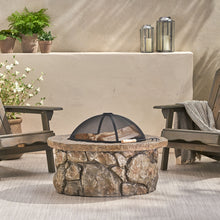 Load image into Gallery viewer, Outdoor 34" Lightweight Concrete Wood Burning Fire Pit - Stone Gray