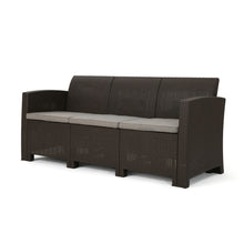 Load image into Gallery viewer, Outdoor 3 Seater Rattan Sofa With Water Resistant Cushions