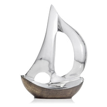Load image into Gallery viewer, Buffed Sailboat Tabletop Sculpture - Brown / Silver