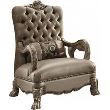 Load image into Gallery viewer, Velvet Tufted Arm Chair - Bone And Gold