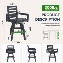 Load image into Gallery viewer, Outdoor Swivel Bar Chair, Ladderback With Wide & Thickened Frame