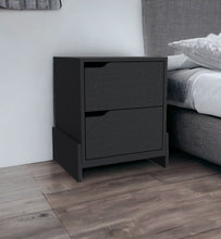Load image into Gallery viewer, 17" x 14.6" x 19.9" Two Drawer Faux Wood Nightstand - Black