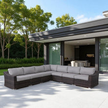 Load image into Gallery viewer, Contemporary Outdoor Rattan Wicker Sectional Seating Group With Cushions