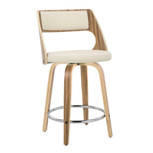 Load image into Gallery viewer, Cecina - Mid-Century Modern Fixed Height Counter Stool With Swivel With Round Footrest (Set of 2) - Zebra / Cream