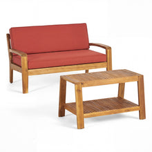 Load image into Gallery viewer, 2 Piece Outdoor Conversation Set (Loveseat & Coffee Table With Water-Resistant Cushions)