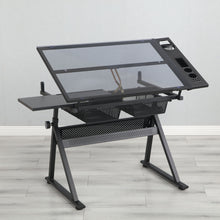 Load image into Gallery viewer, Adjustable Tempered Glass Drafting Printing Table With Chair